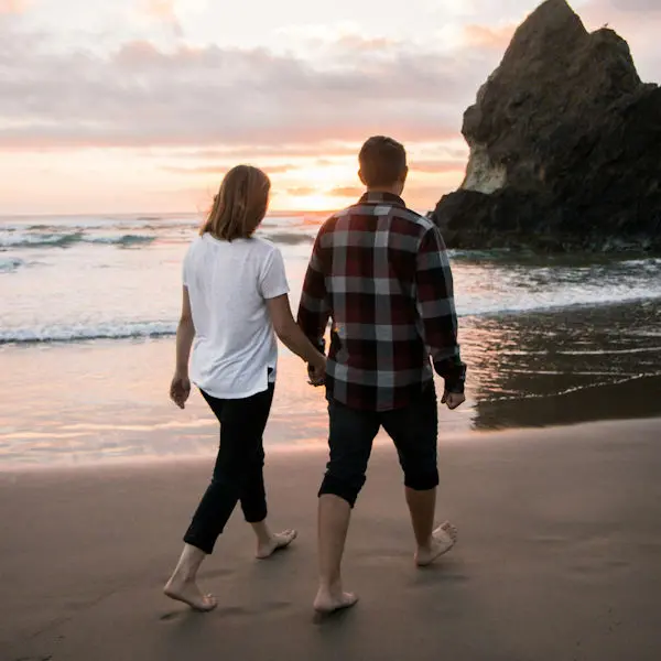 couple walking on beach